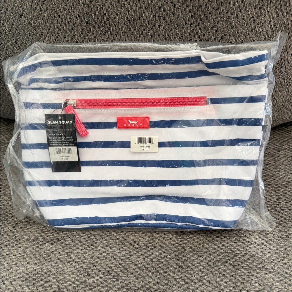 Scout Blue and White Striped Cosmetic Bag